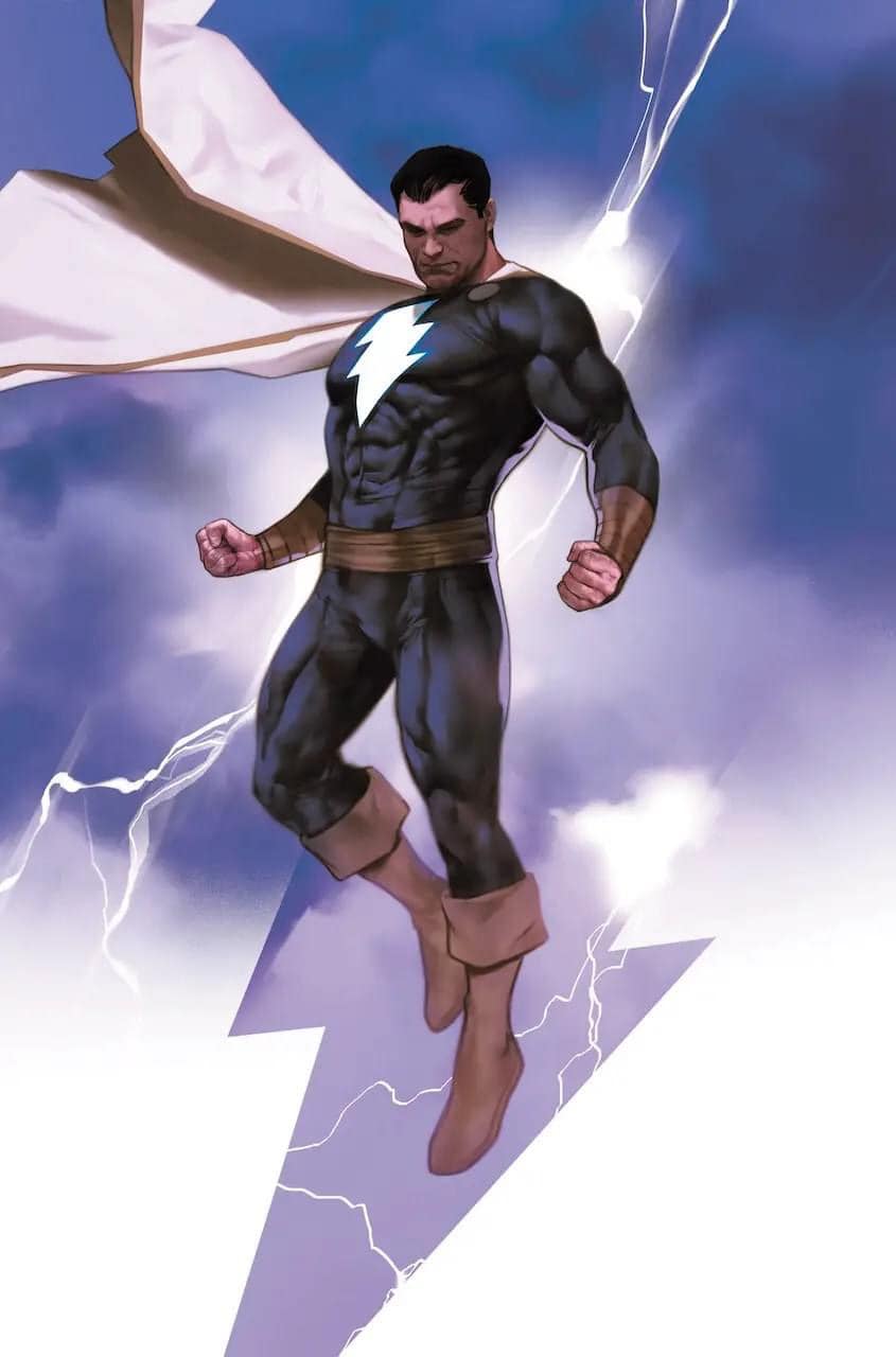 Superhero With Lightning Background Print Poster
