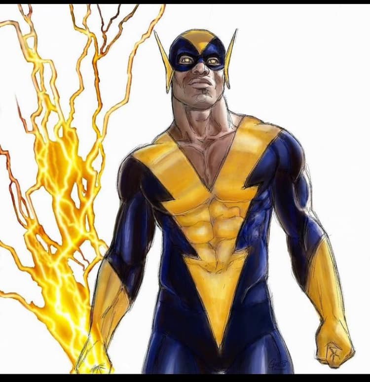 Superhero With Lightning Effect Print Poster