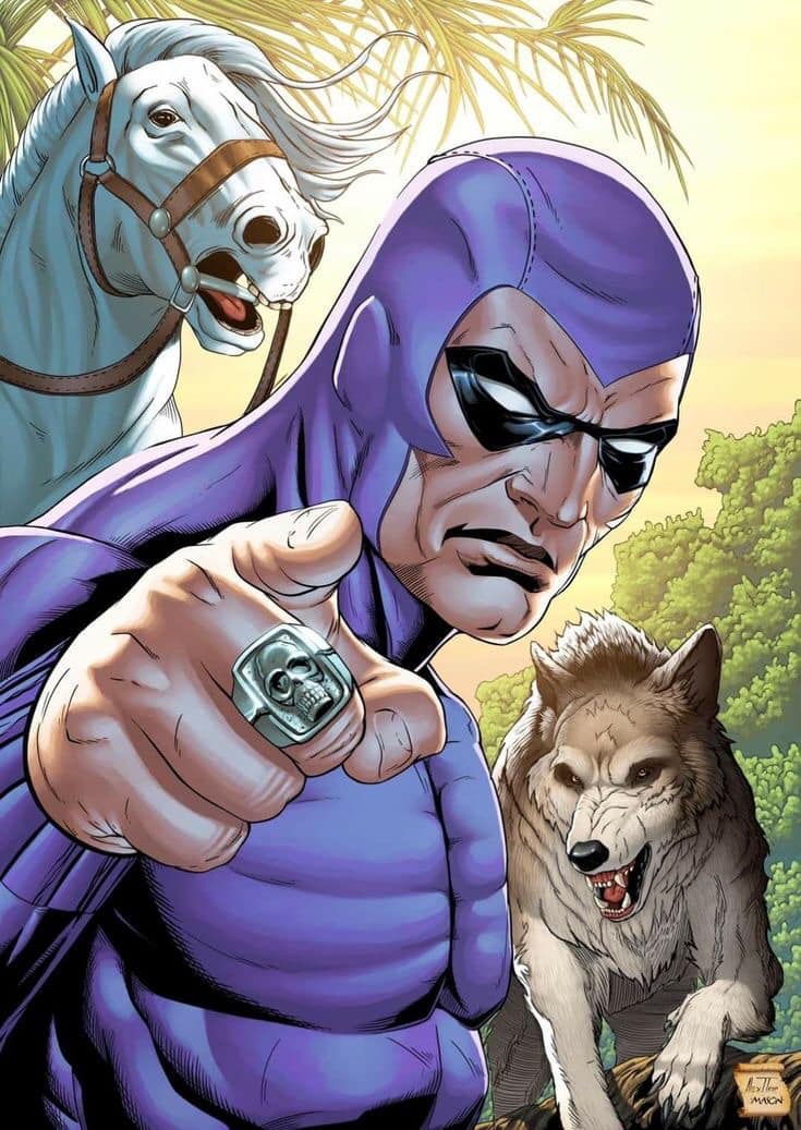 Superhero With Wolf And Horse Print Poster