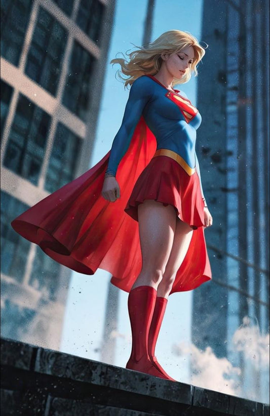 Superhero Woman Cityscape Print Poster