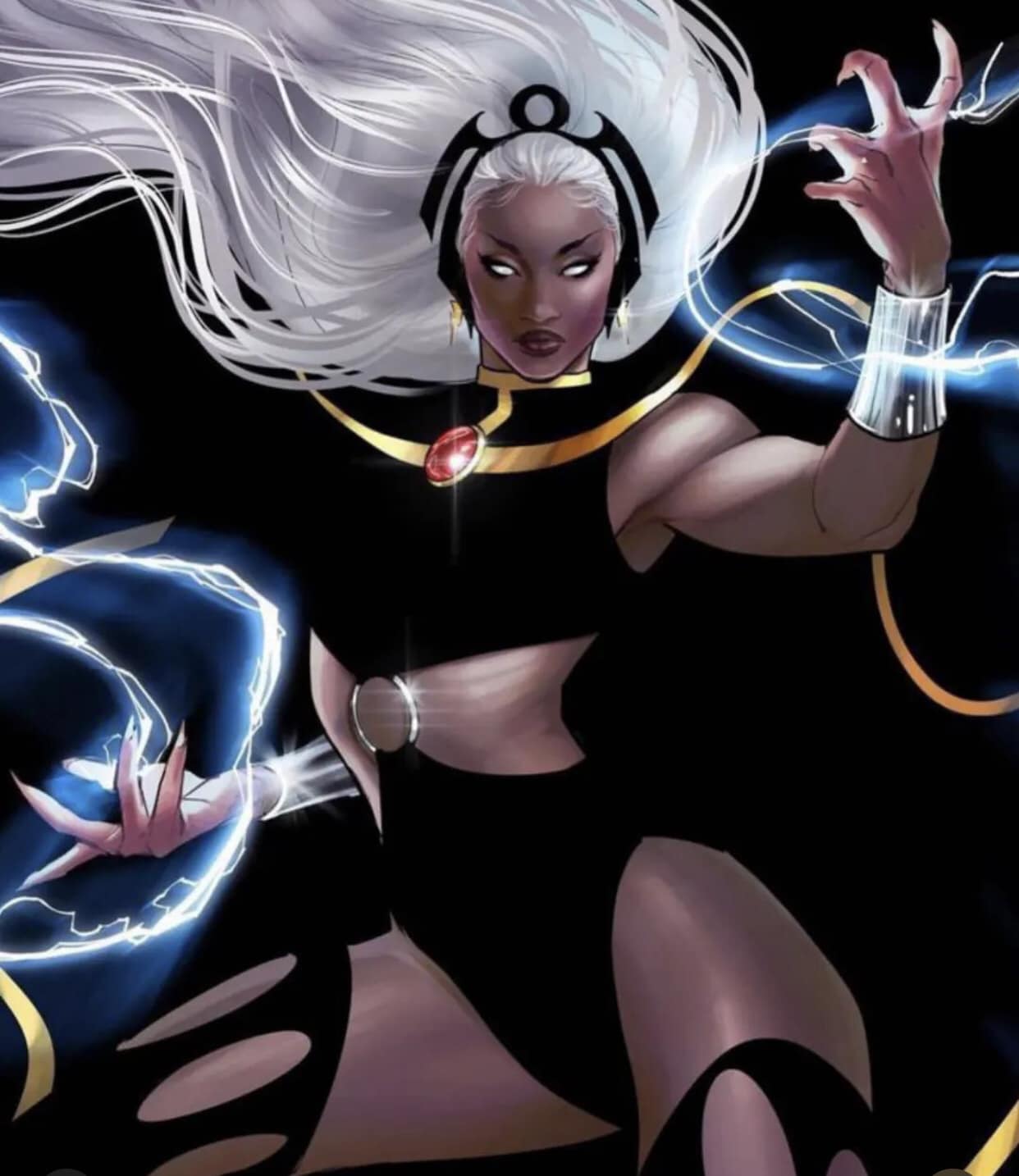 Superhero Woman Lightning Portrait Print Poster