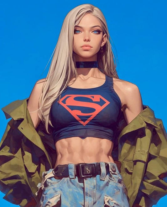 Superhero Woman Portrait Print Poster