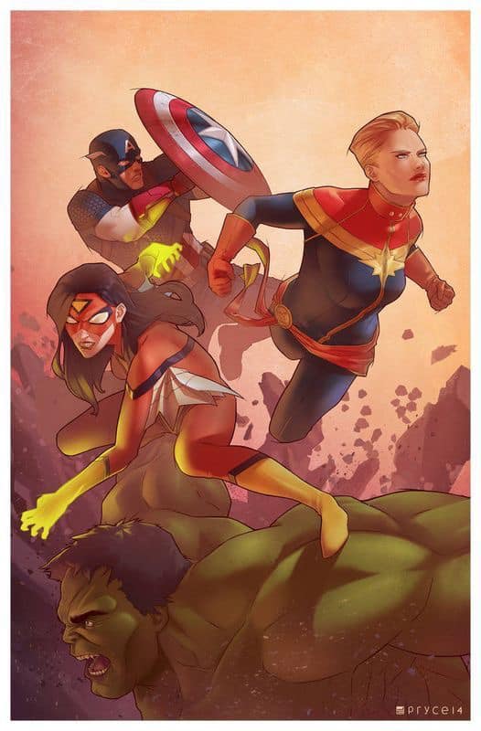 Superheroes Action Comic Illustration Print Poster