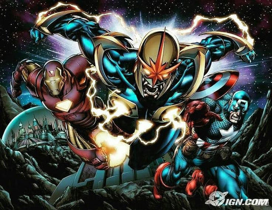 Superheroes Action Comic Illustration (2) Print Poster