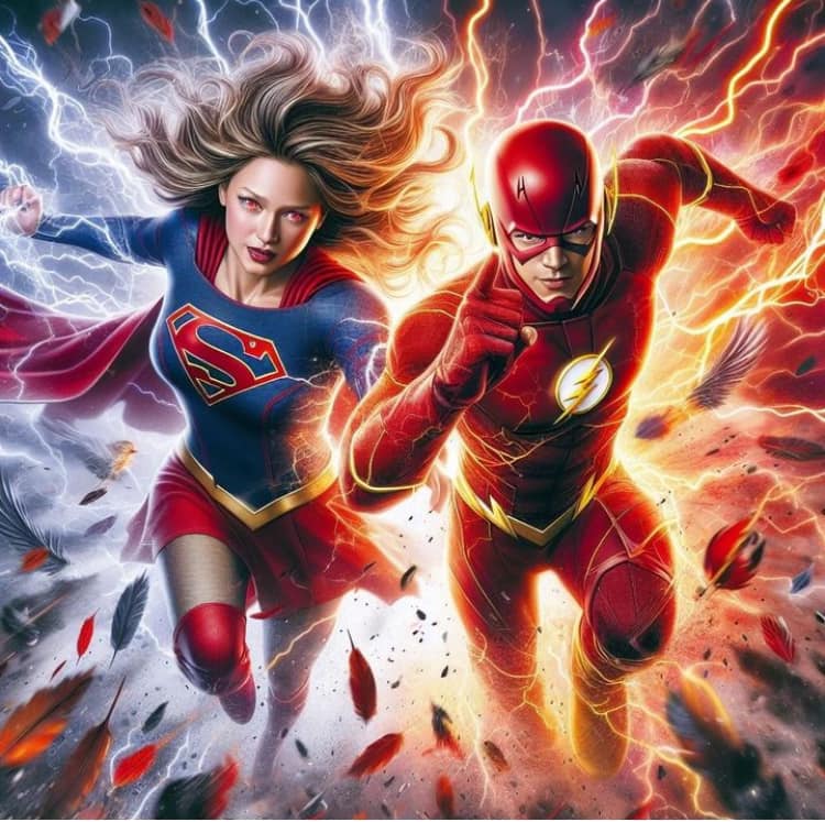 Superheroes Action Illustration Print Poster