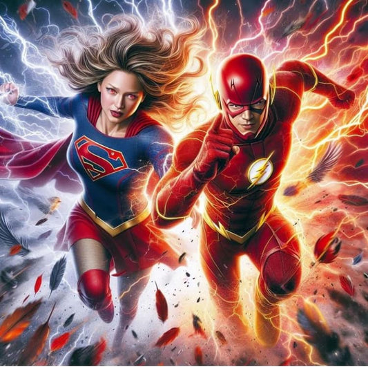 Superheroes Action Illustration Print Poster