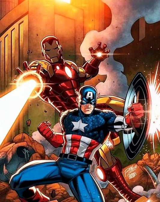 Superheroes Action Iron Man Captain America Print Poster