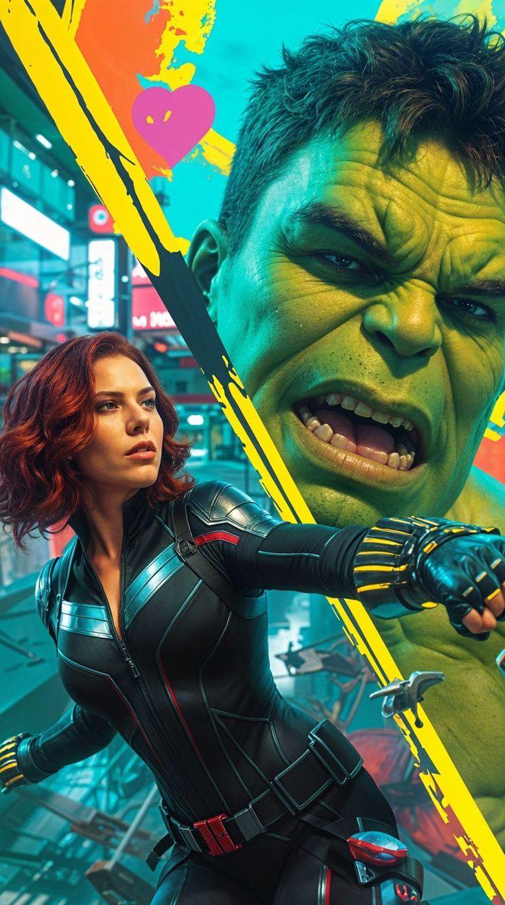 Superheroes Action Scene (4) Print Poster