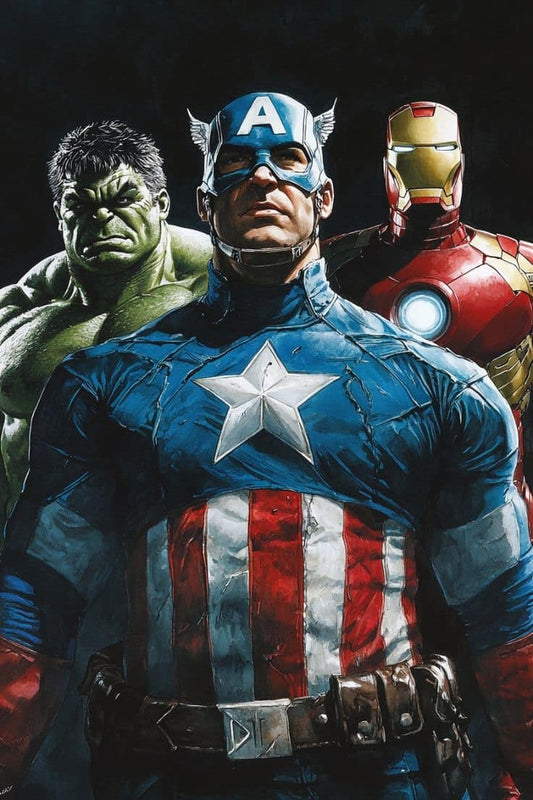Superheroes Assembly Captain America Hulk Iron Man Print Poster