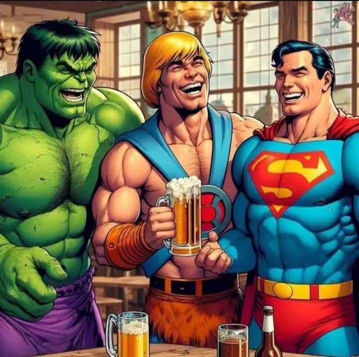 Superheroes Bar Laughter Print Poster