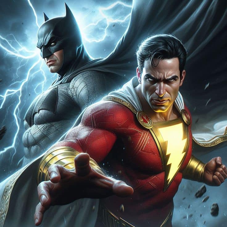 Superheroes Batman Shazam Dynamic Pose Print Poster