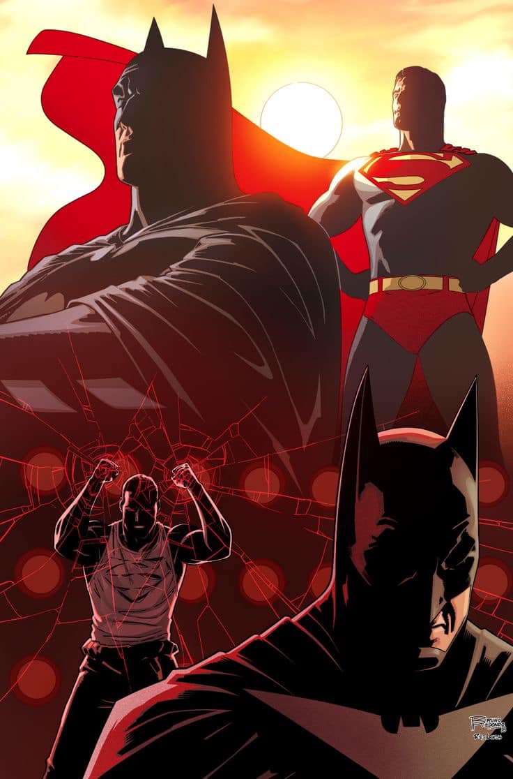 Superheroes Batman Superman Compilation Print Poster