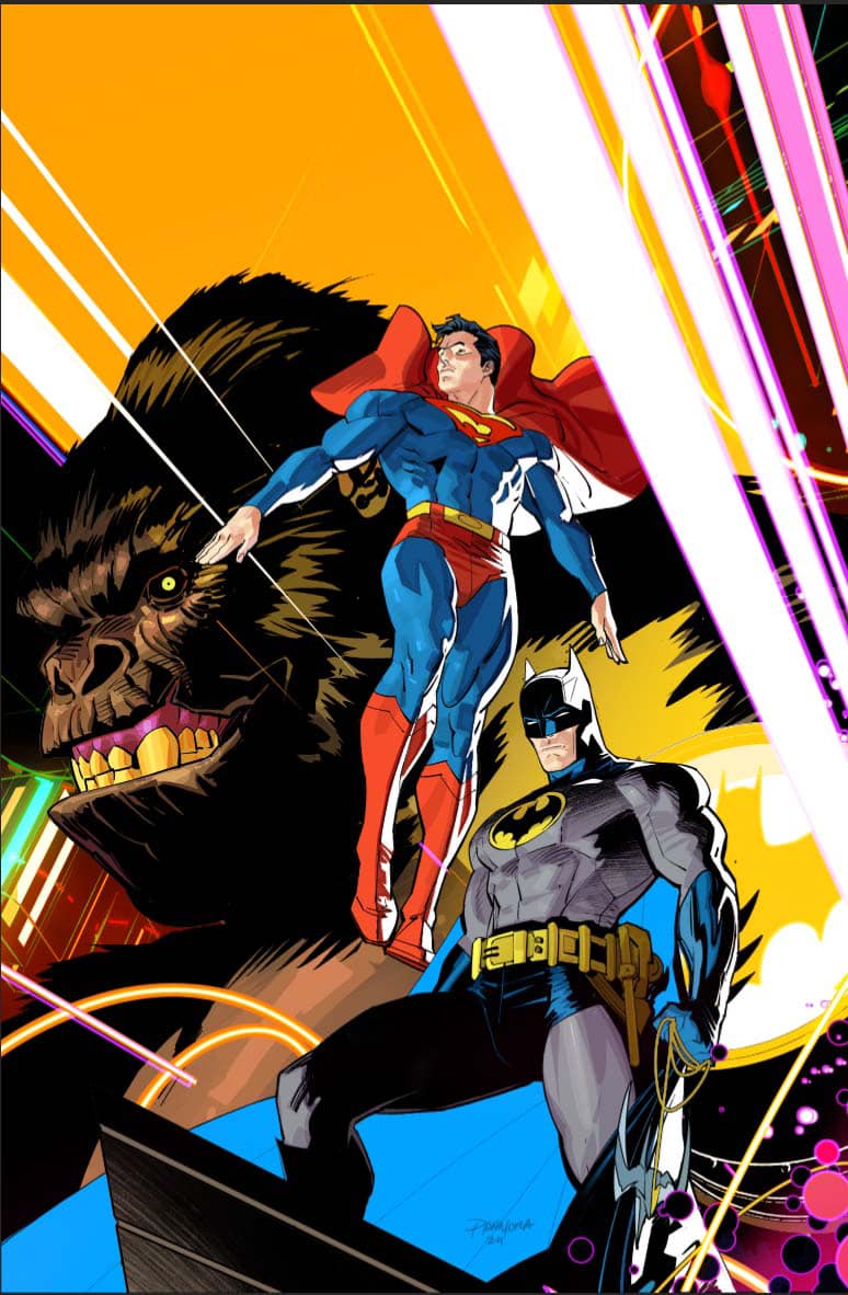 Superheroes Batman Superman Gorilla Illustration Print Poster