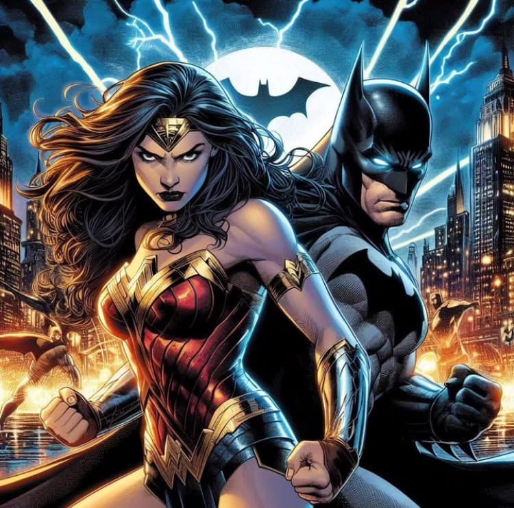 Superheroes Batman Wonderwoman Comic Art Print Poster