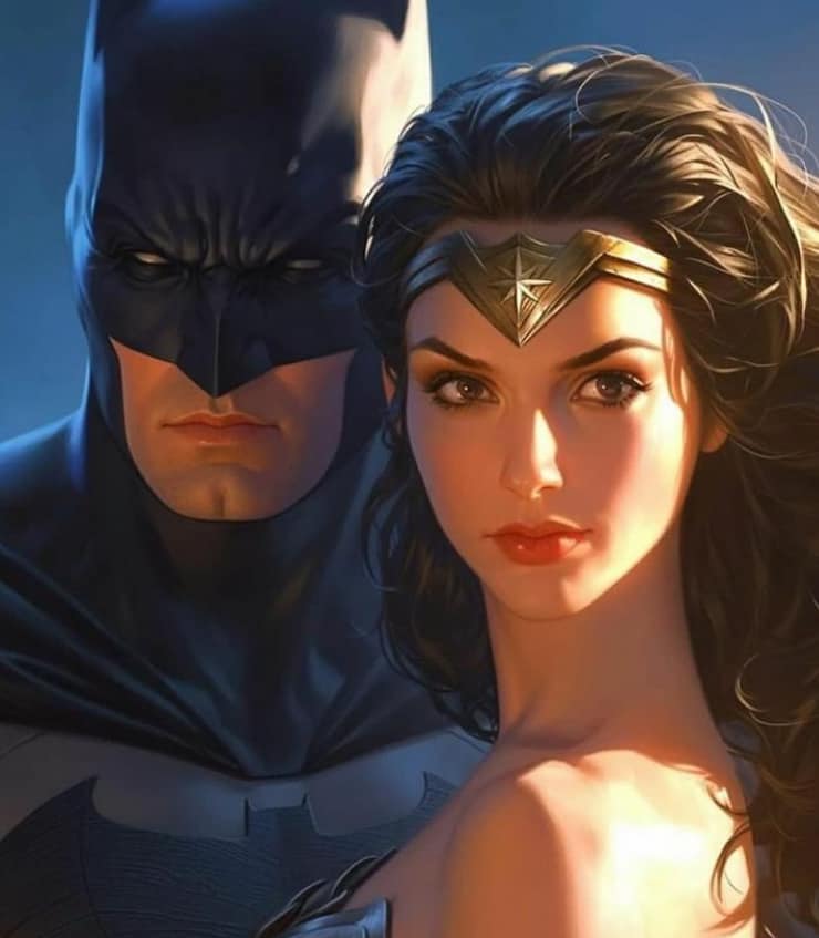 Superheroes Batman Wonderwoman Portrait Print Poster