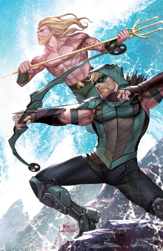 Superheroes Battle Aquaman Green Arrow Print Poster