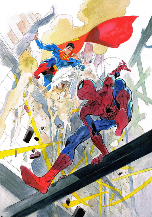 Superheroes Battle Cityscape (3) Print Poster