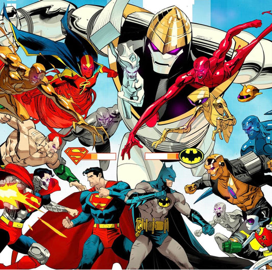 Superheroes Battle Comic Art Print Poster
