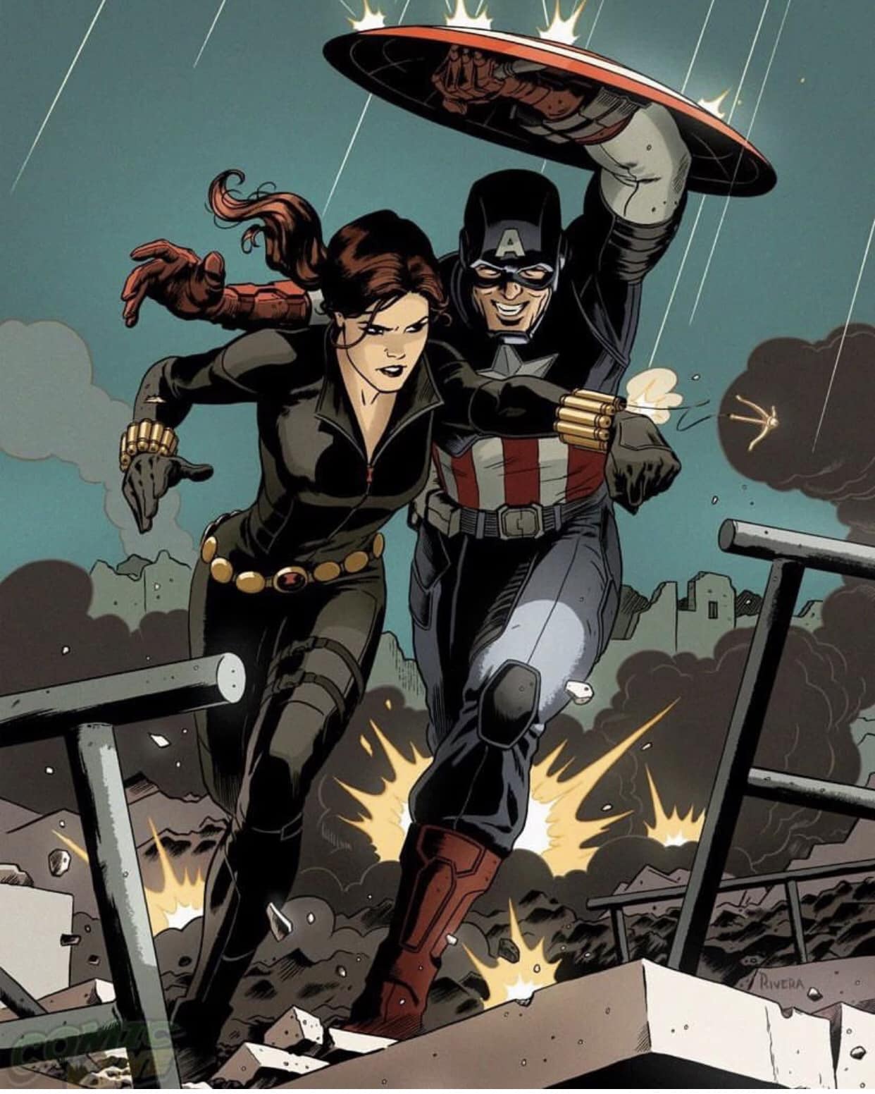 Superheroes Battle Escapade Print Poster