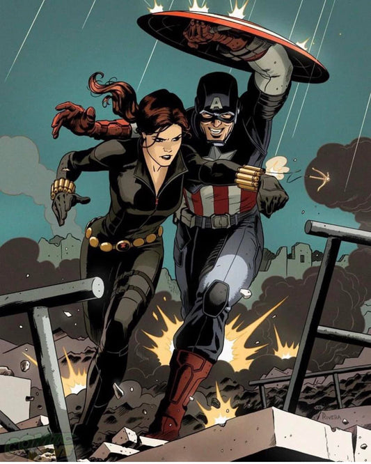 Superheroes Battle Escapade Print Poster