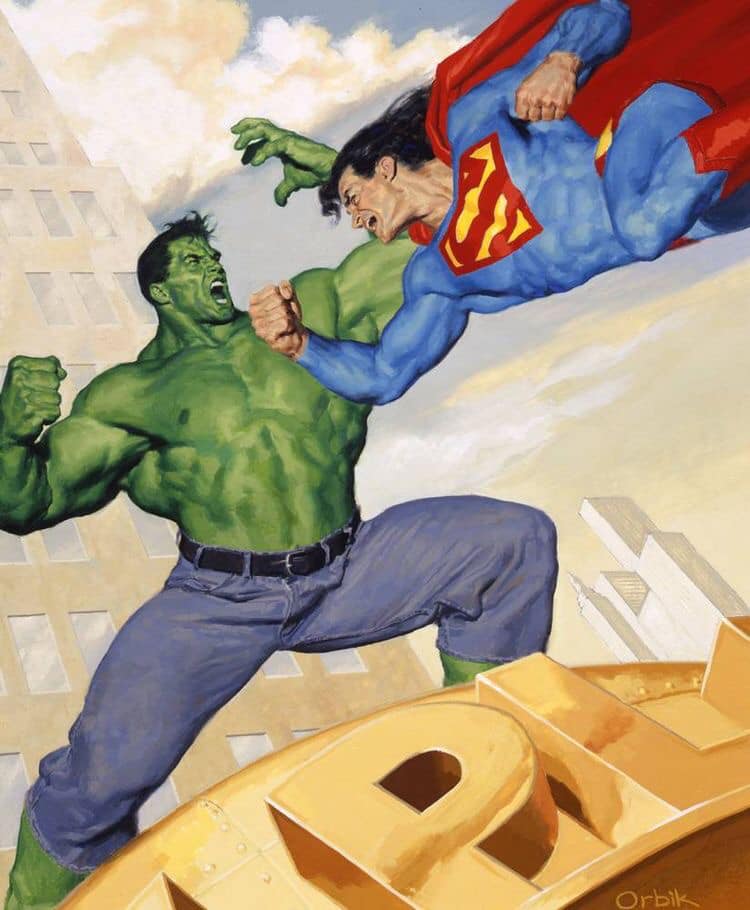 Superheroes Battle Hulk Vs Superman Print Poster