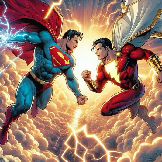 Superheroes Battle Sky Print Poster
