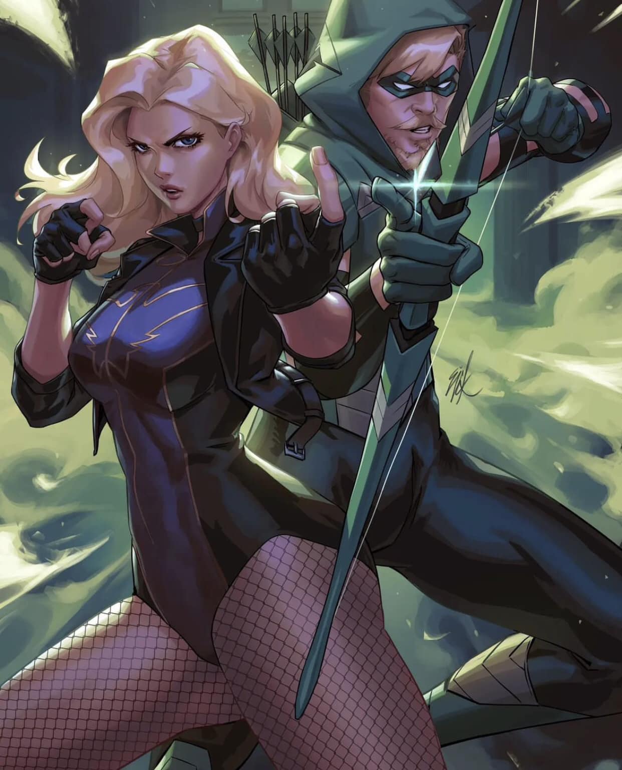 Superheroes Black Canary Green Arrow Print Poster