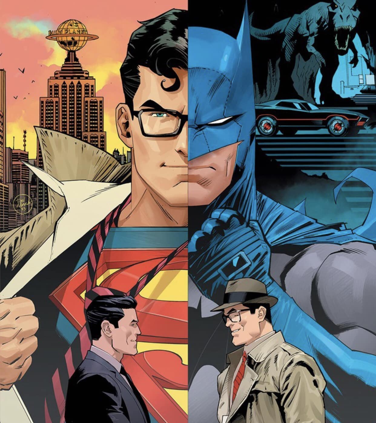 Superheroes Divided Portrait Batman Superman Print Poster