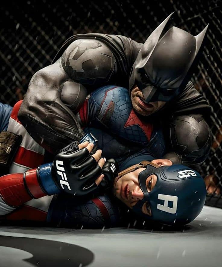 Superheroes Fight Captain America Vs Batman Print Poster