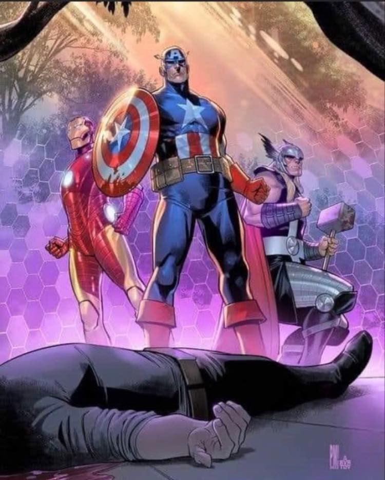 Superheroes Fight Scene Print Poster