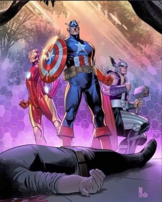 Superheroes Fight Scene Print Poster
