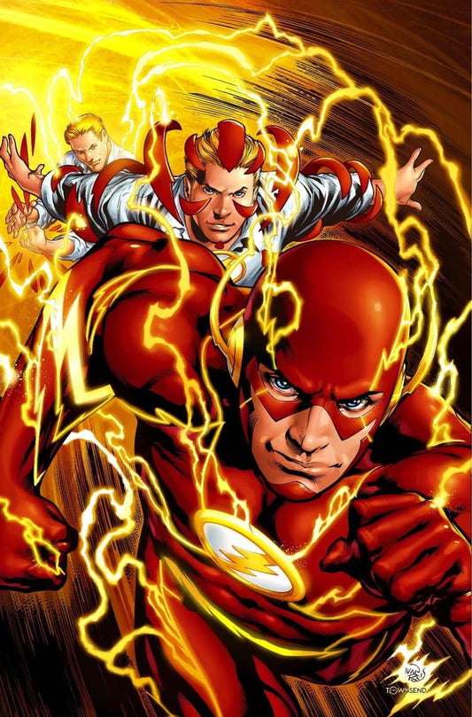 Superheroes Flash Action Scene Print Poster