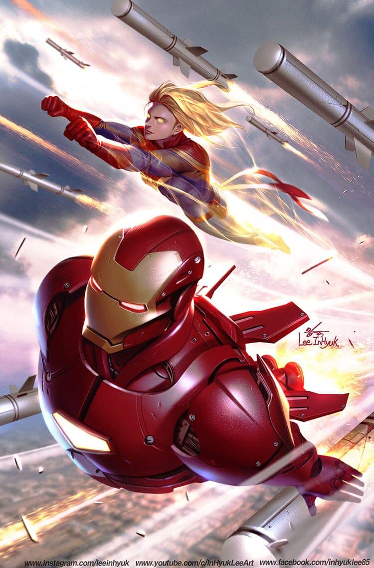Superheroes Flying Action Print Poster