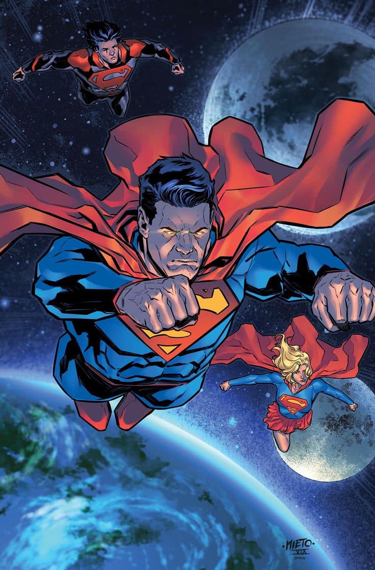 Superheroes Flying Space Print Poster