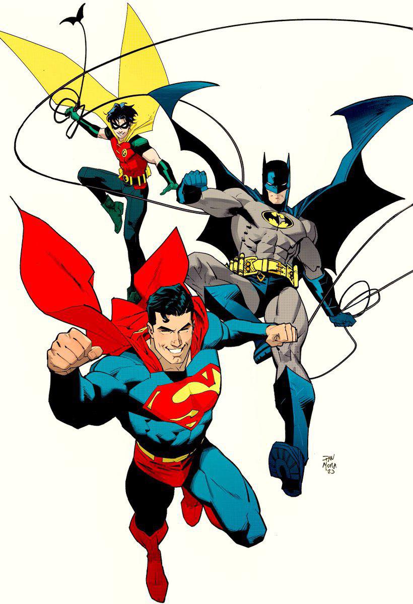 Superheroes Flying Team Artwork Print Poster