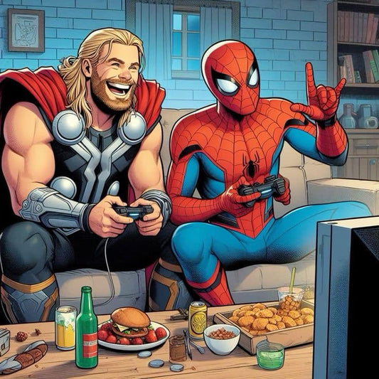 Superheroes Gaming Night Print Poster