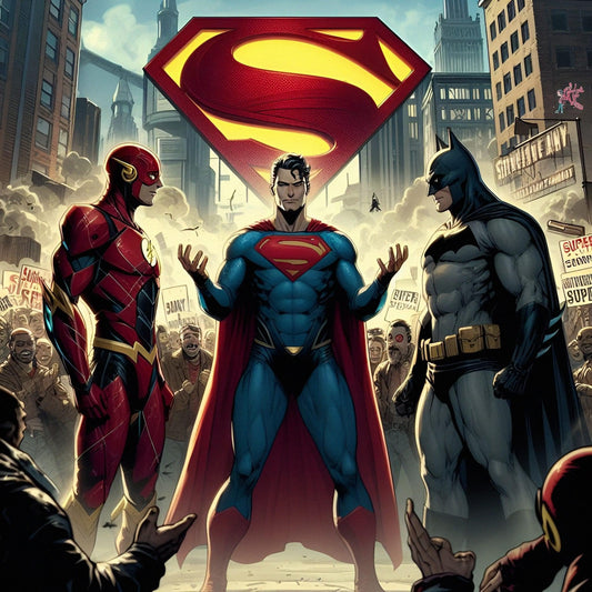 Superheroes Gathering Crowd Illustration Print Poster