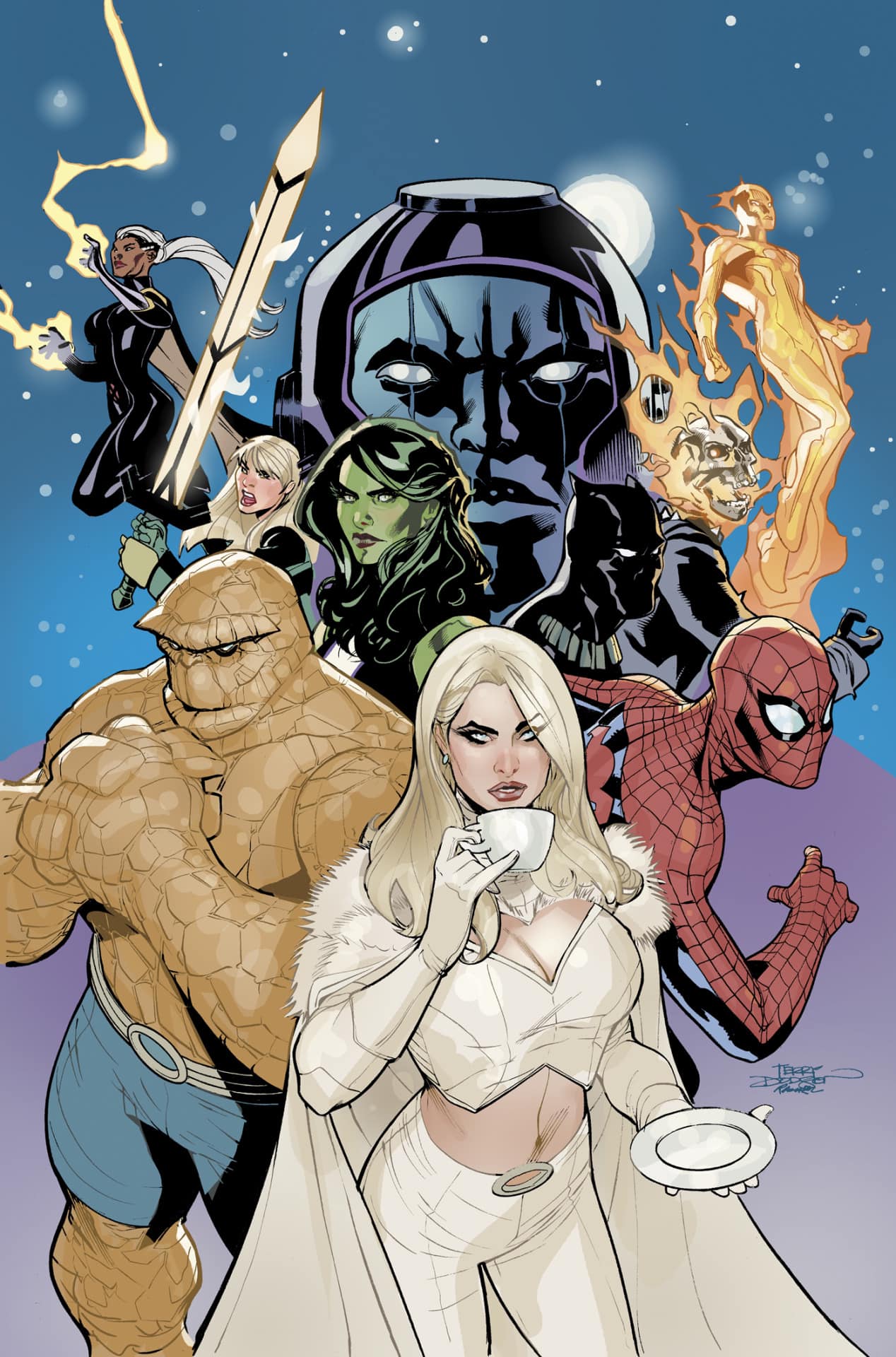 Superheroes Gathering Heroic Action Print Poster