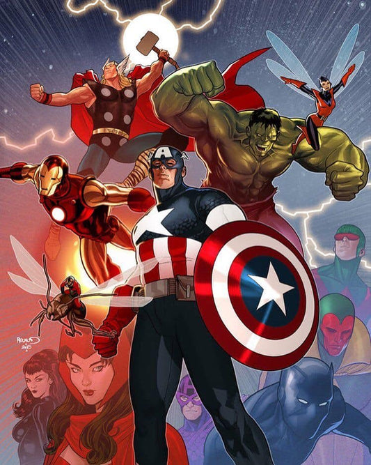Superheroes Group Artwork Print Poster