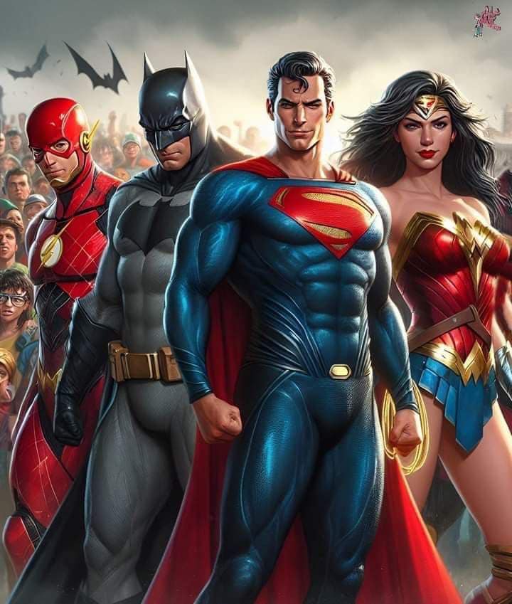 Superheroes Group Portrait (2) Print Poster