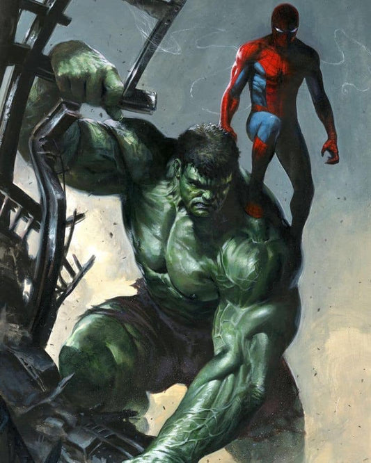 Superheroes Hulk Spider Man Art Print Poster