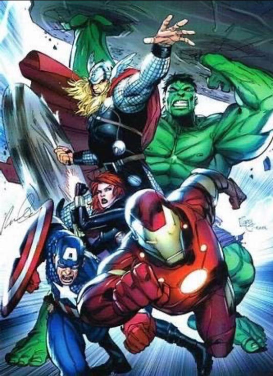 Superheroes In Action Comic Art Print Poster