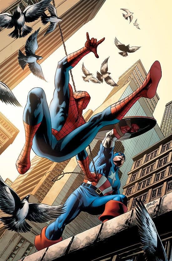 Superheroes In Action Urban Setting Print Poster