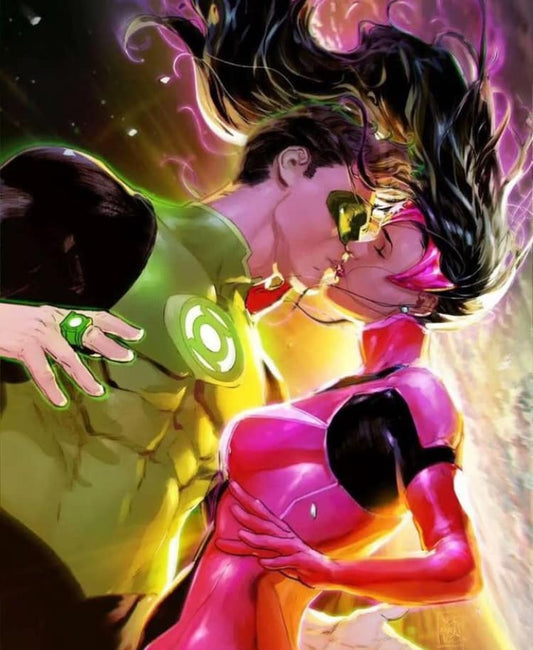 Superheroes Kissing Artwork Print Poster