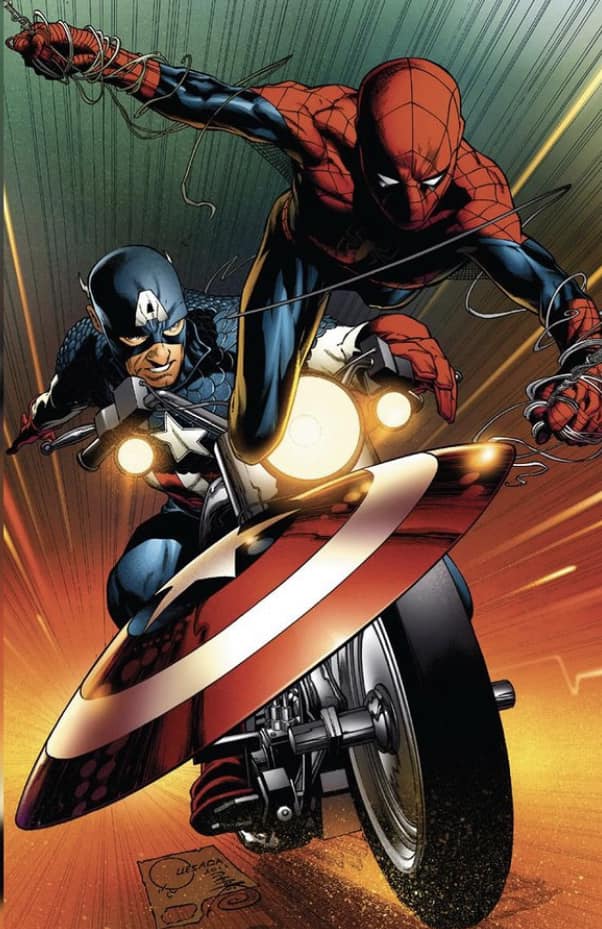 Superheroes On Motorcycle Print Poster