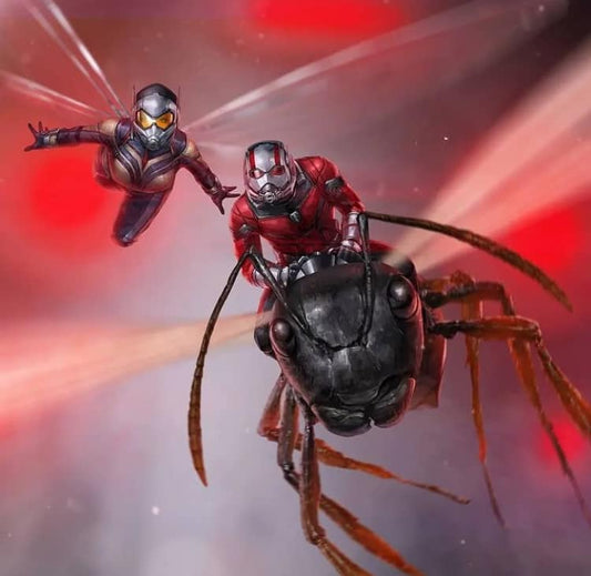Superheroes Riding Ant Print Poster