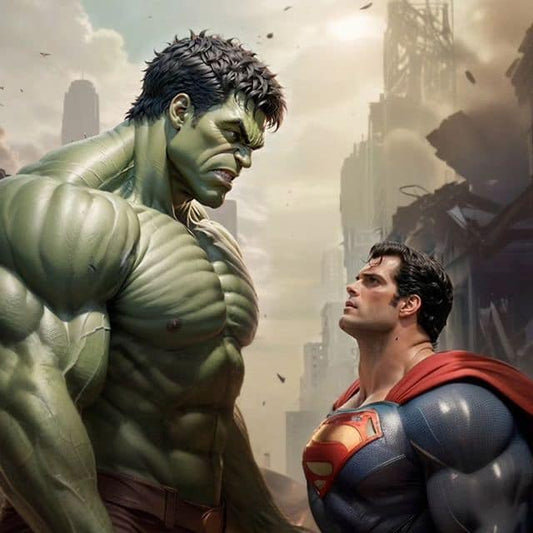 Superheroes Showdown Hulk Superman Print Poster