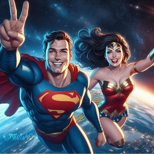 Superheroes Space Adventure Print Poster