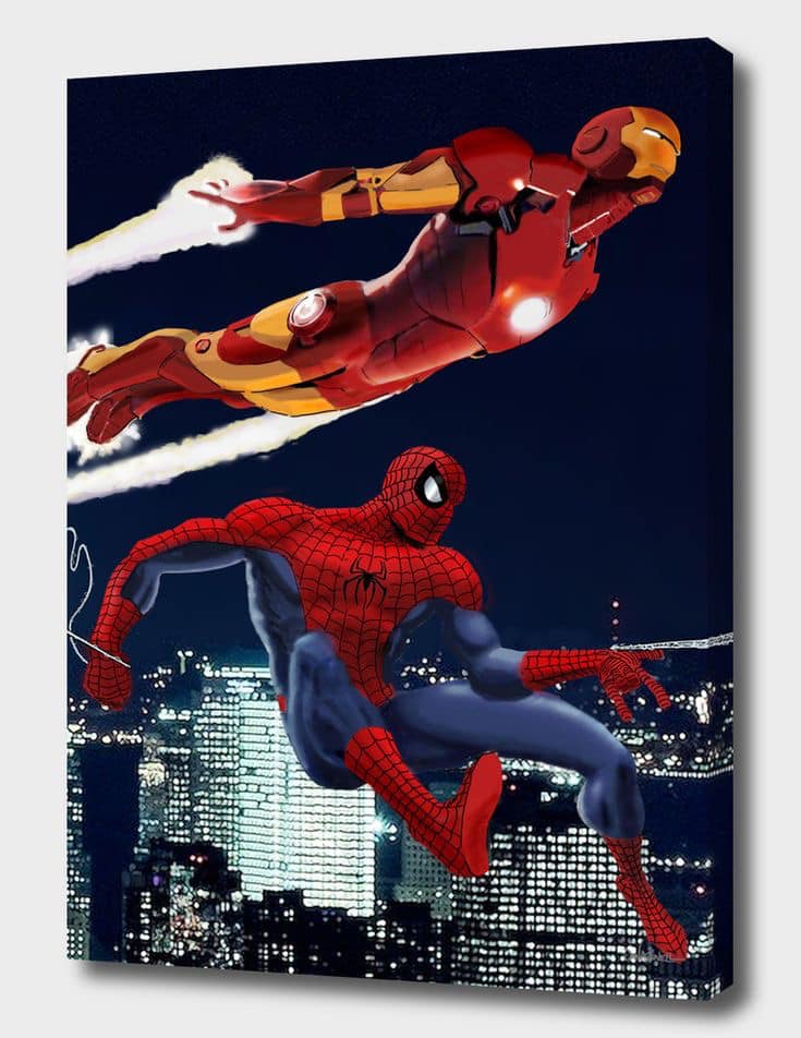 Superheroes Spiderman Ironman Cityscape Jigsaw Puzzle