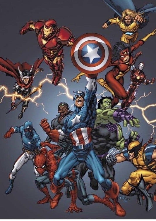Superheroes Team Action (1) Print Poster